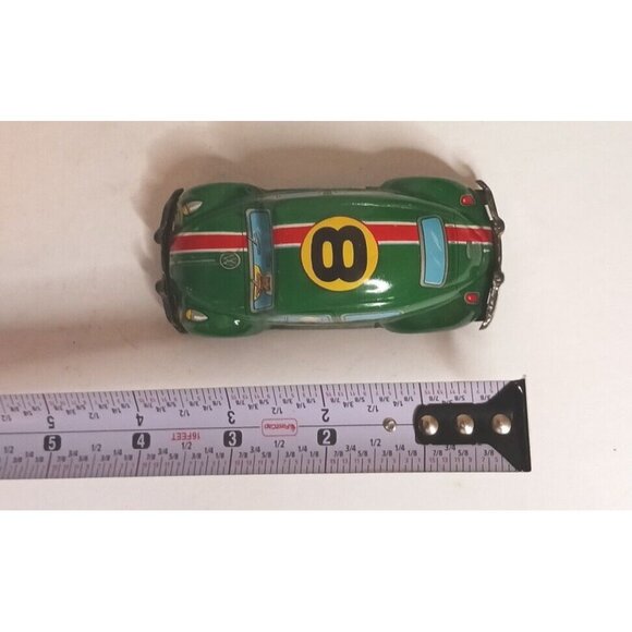 Tintoys Volkswagon VW #8 Beetle Friction Drive Worn Some Vintage Green Japan - Picture 9 of 9